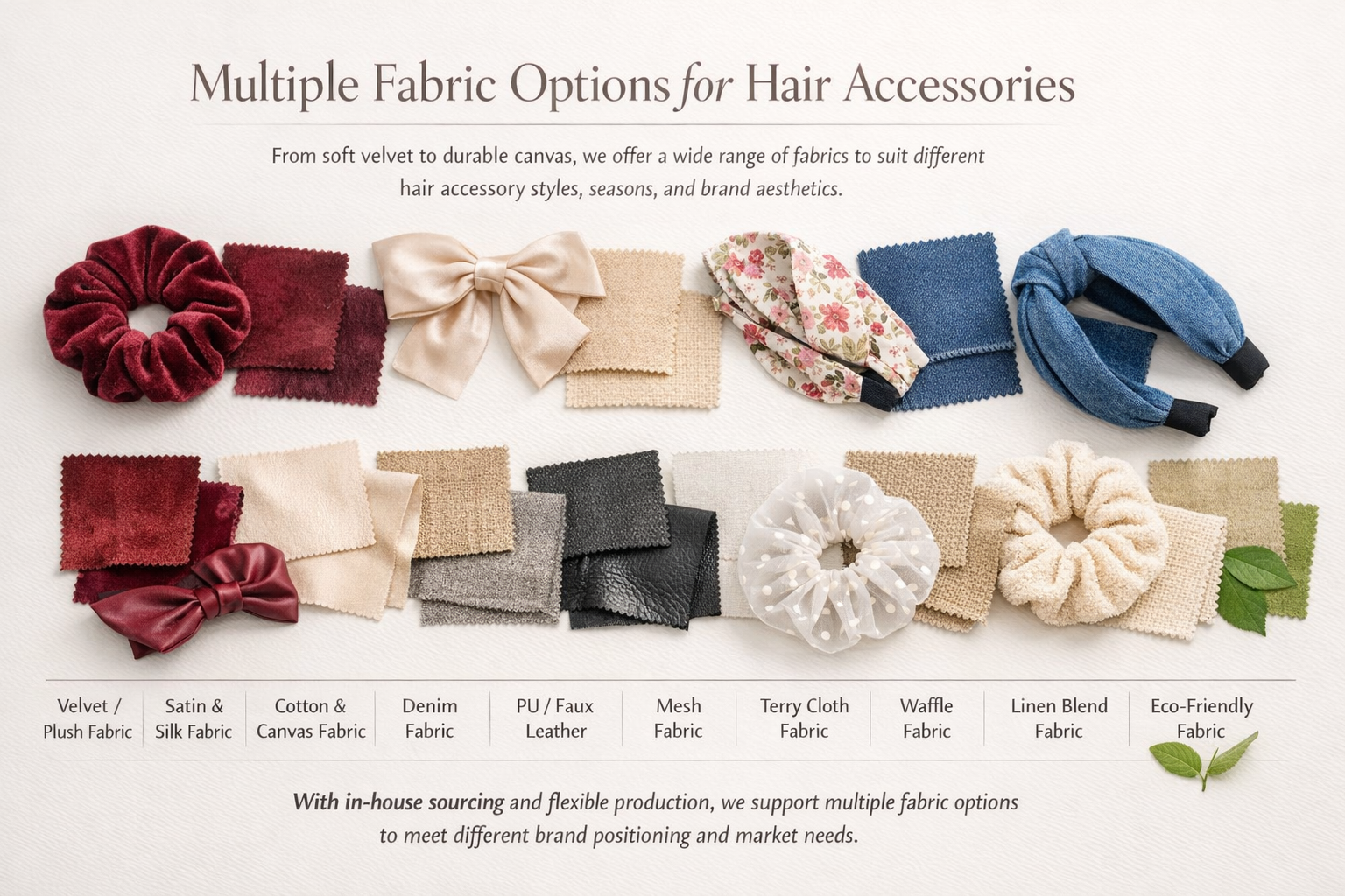 Hair accessories materials and styles showcase
