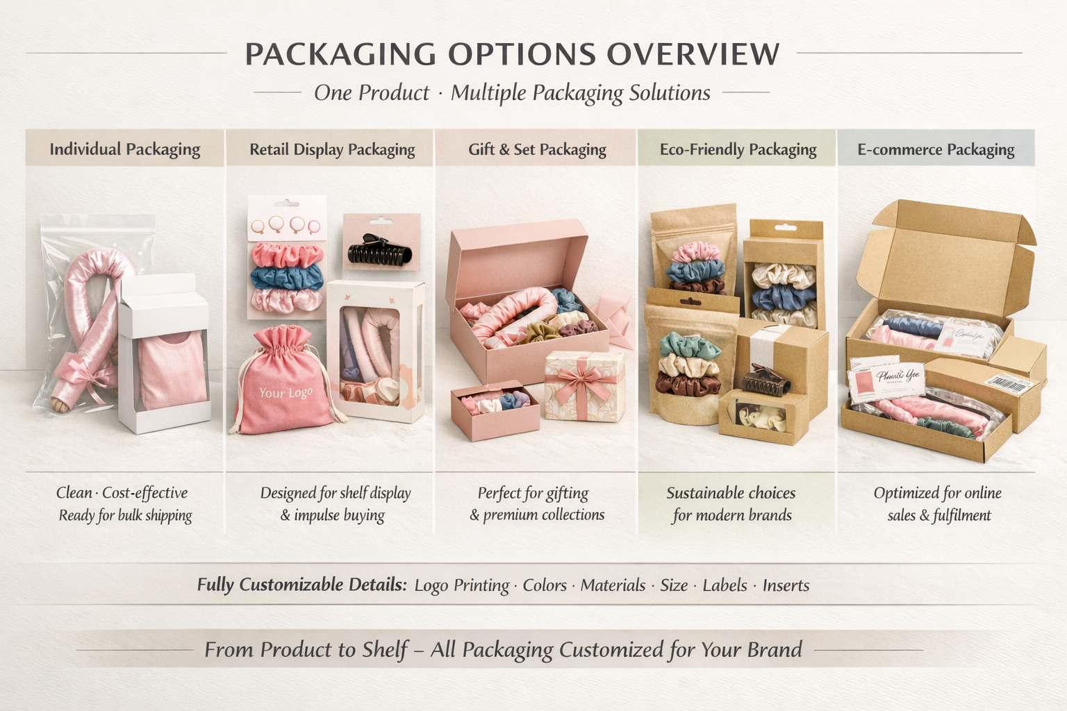 Hair accessories custom labels, embroidery and printing options