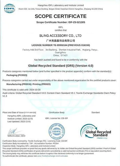 GRS certificate