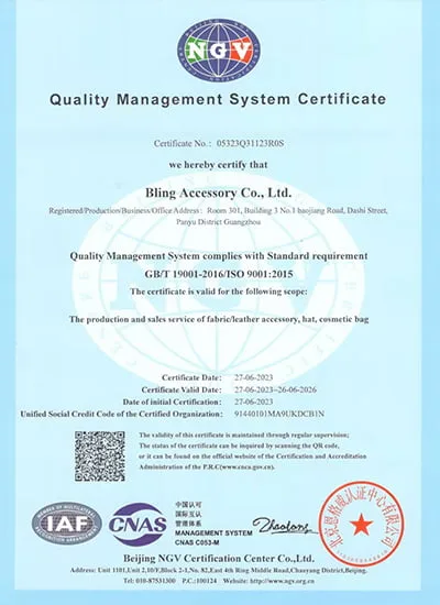 ISO9001 certificate