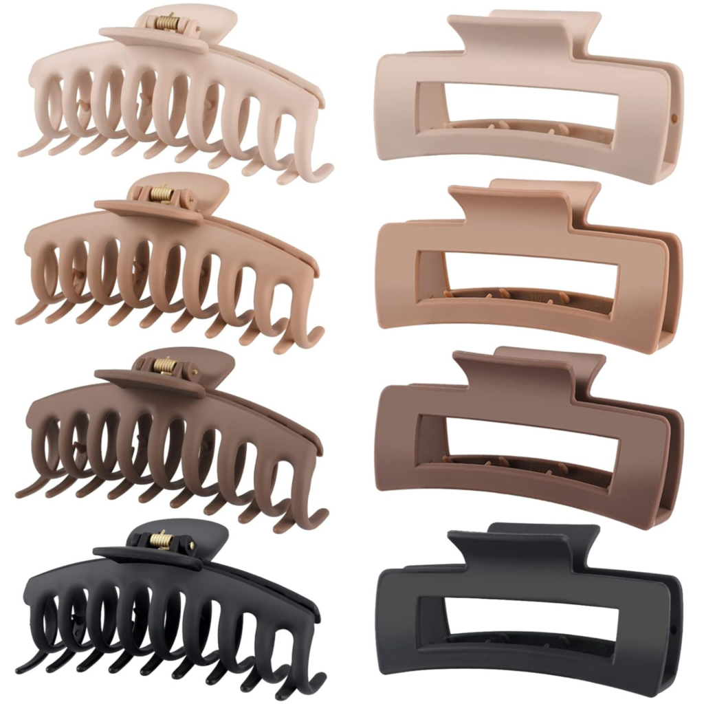 Matte Rectangle Hollow Hair Claw Clip Set / Large Non-Slip Jaw Clips for Thick Hair