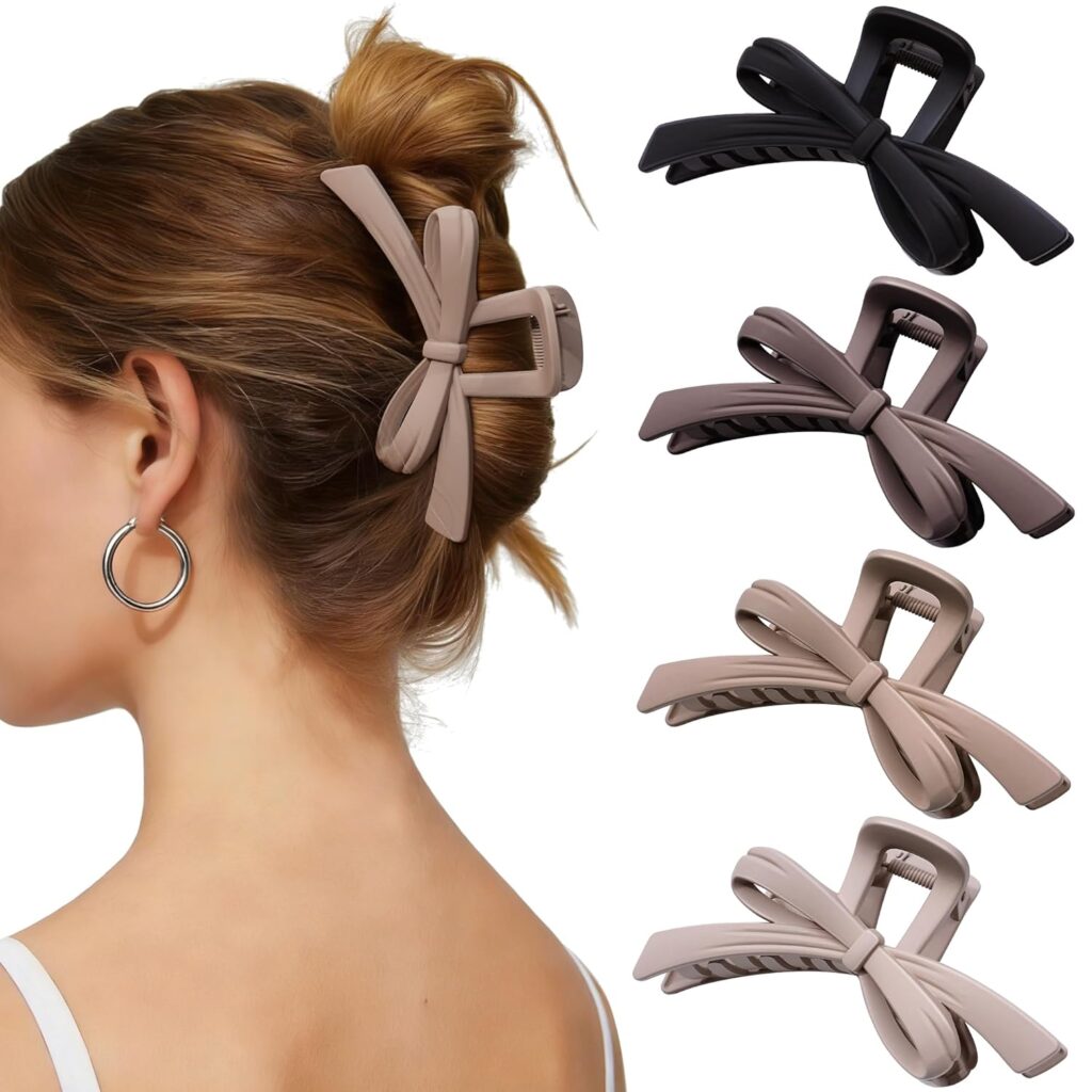 Matte Bow Hair Claw Clip / Elegant Ribbon Claw Clip for Women