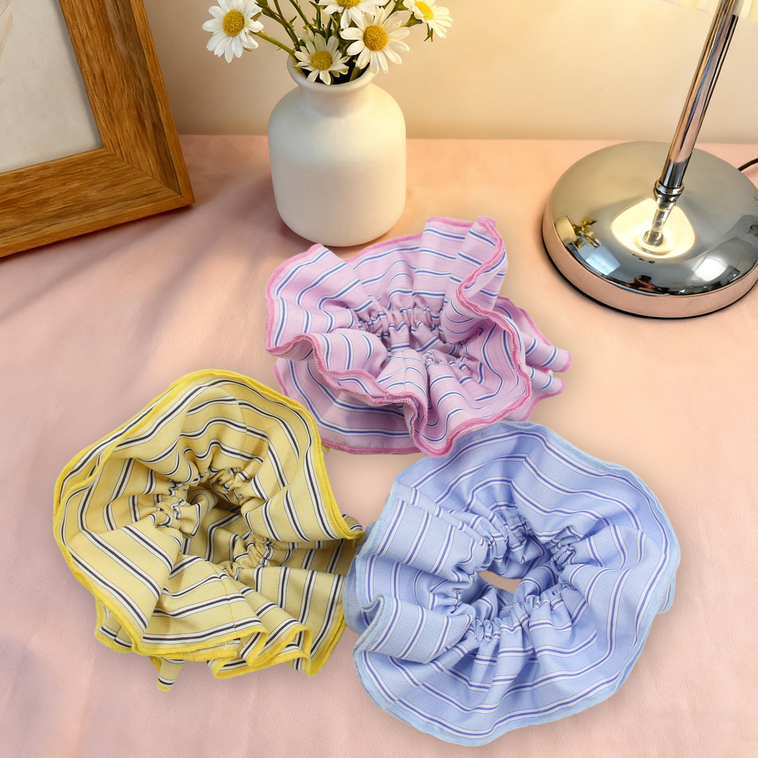 Double Layer Striped Scrunchie