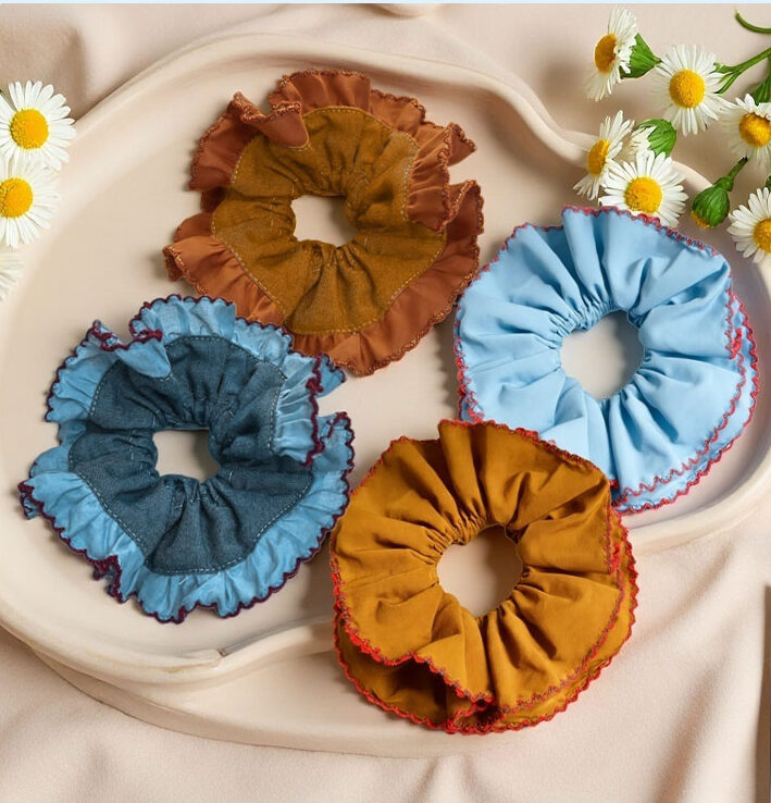 Ruffle Edge Satin Scrunchie