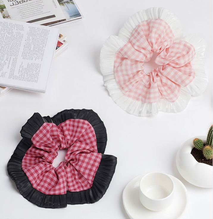 Ruffle Gingham Scrunchie