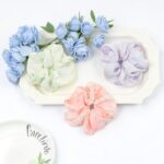 Watercolor Floral Chiffon Scrunchie