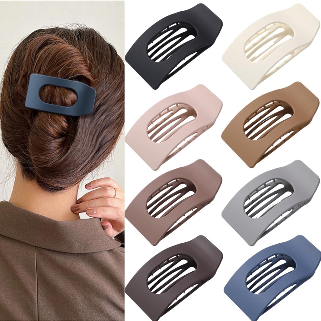 Matte Geometric Hollow Hair Claw Clip / Minimalist Rectangle Updo Clip for Women