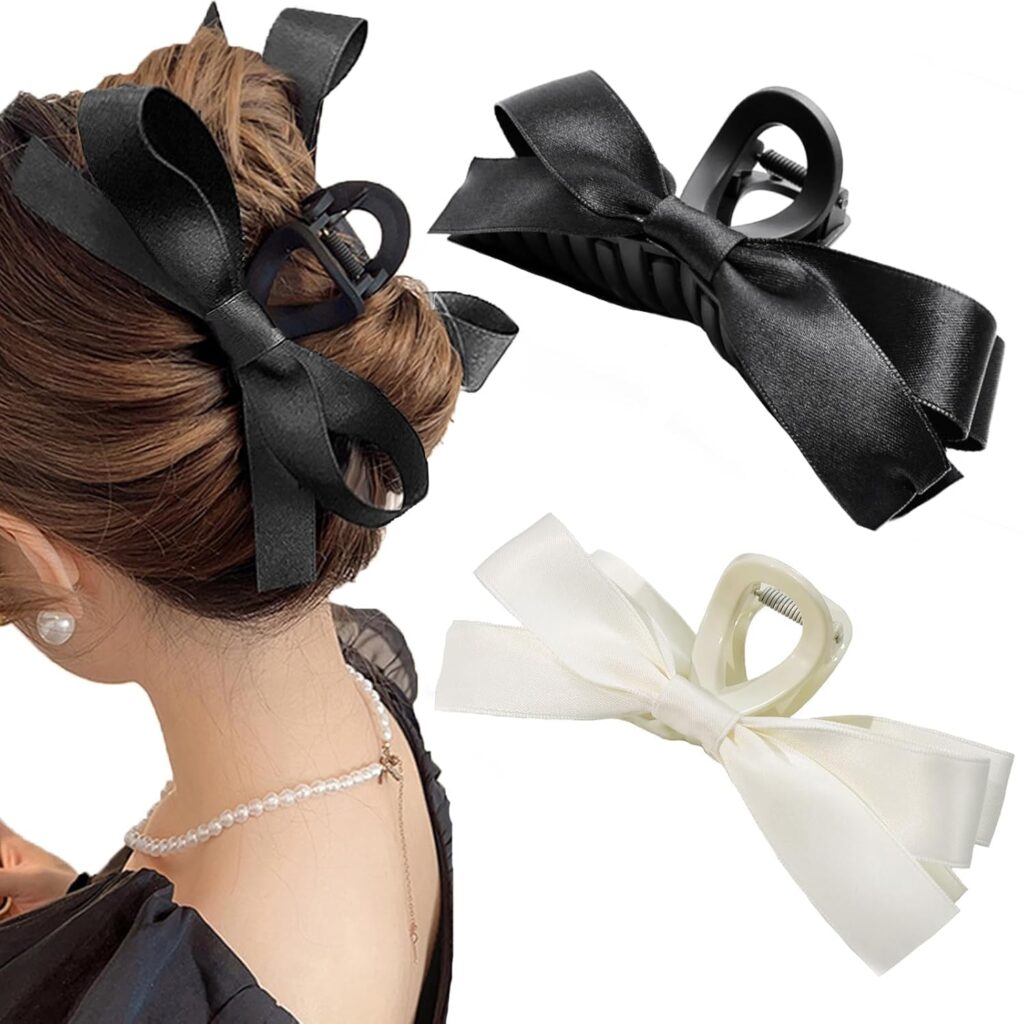 Elegant Bow Hair Claw Clip / Satin Ribbon Claw Clip for Women