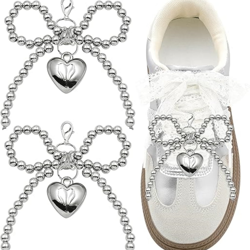 Silver Shoe Bow Charms