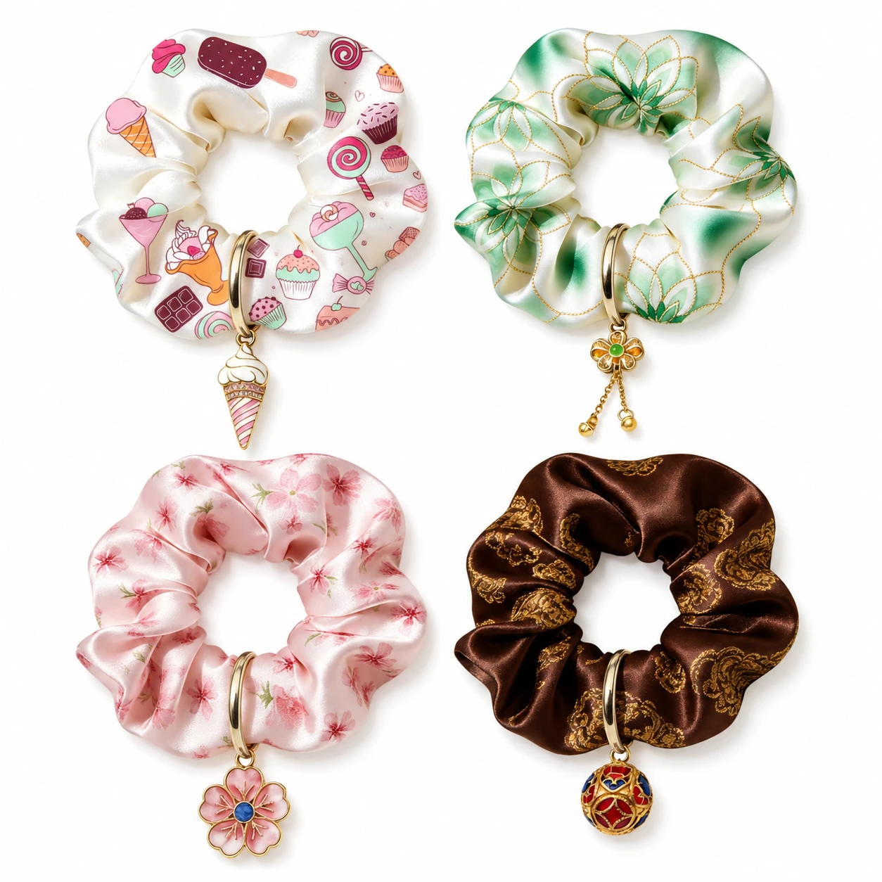 custom satin scrunchies with logo placeholder